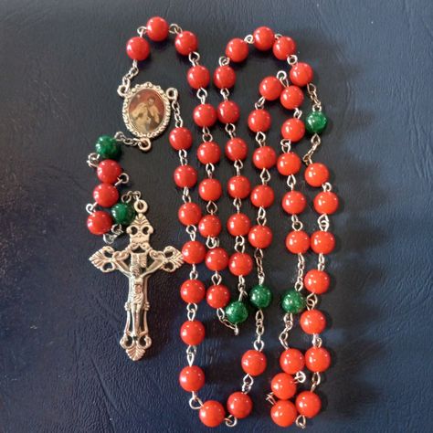 Red Rosary Beads For Jewelry Making, Christmas Rosary, Adjustable Red Beaded Rosary, Adjustable Red Rosary, Traditional Hand-strung Rosary With Round Beads, Hand-strung Rosary With Round Beads As Gift, Rosary, Beaded Bracelets, Beads