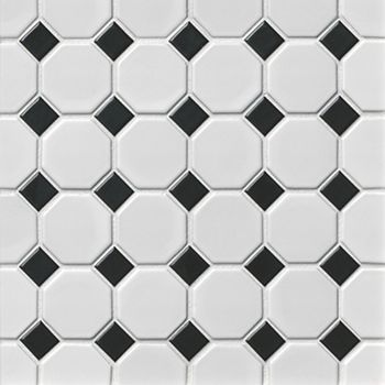 Bathroom Floor Tile - The Tile Shop Octagon Tile Floor, White Hexagon Tile Bathroom, Black And White Bathroom Floor, Black Bathroom Floor, Hexagon Marble Tile, Octagon Tile, Craftsman Remodel, Black And White Tiles Bathroom, 2024 Kitchen