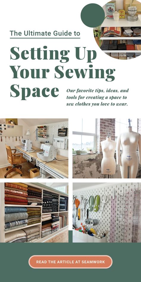 Professional Sewing Studio, Sewing Space Organization, Sewing Room Organization Work Stations, Sewing Room Ideas Layout Work Stations, Sewing Tables Ideas Work Stations, Fashion Designer Studio Workspaces Sewing Rooms, Sewing Studio Layout, Sewing Table Ideas, Sewing Workspace