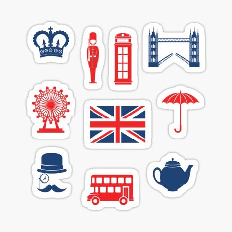 Traveling Stickers, London Stickers, English Stickers, British Aesthetic, English Aesthetic, London Queen, Stickers School, Doodle Paint, Collage Scrapbook