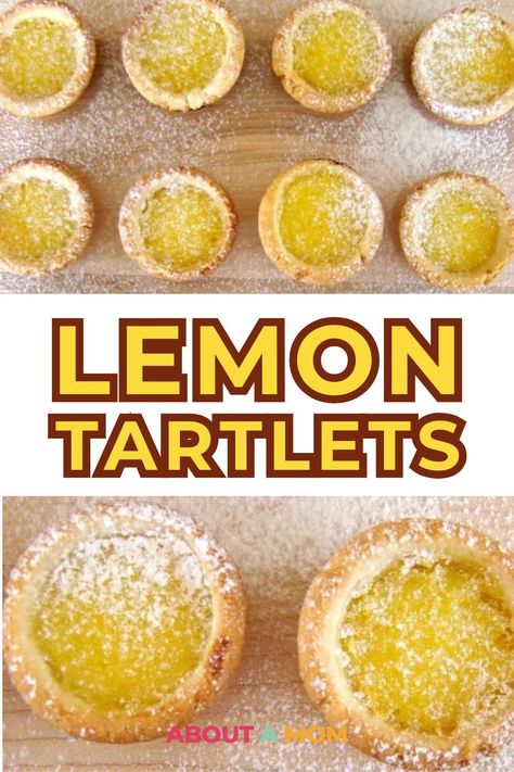 Bite-sized lemon tartlets with buttery shortbread crusts filled with luscious lemon curd. Perfectly sweet and tangy dessert! Lemon Tarts Mini Shortbread Crust, Lemon Tarts Mini Easy, Tartlet Crust Recipe, Mini Lemon Desserts, Lemon Tarts Mini, Lemon Tartlets Recipe, Lemon Curd Tarts, Lemon Curd Tartlets, Mini Lemon Tarts