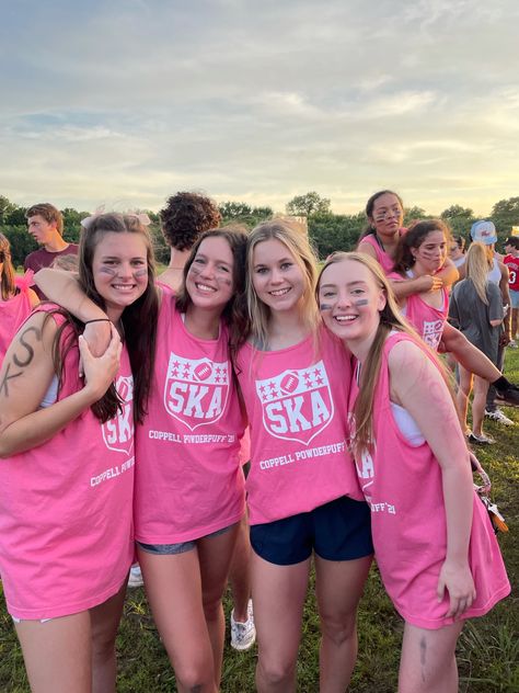 Powder Puff Football, Jersey Ideas, Junior Year, School Football, Powder Puff, Friendship Goals, Senior Year, Football Shirts, Lily Pulitzer Dress