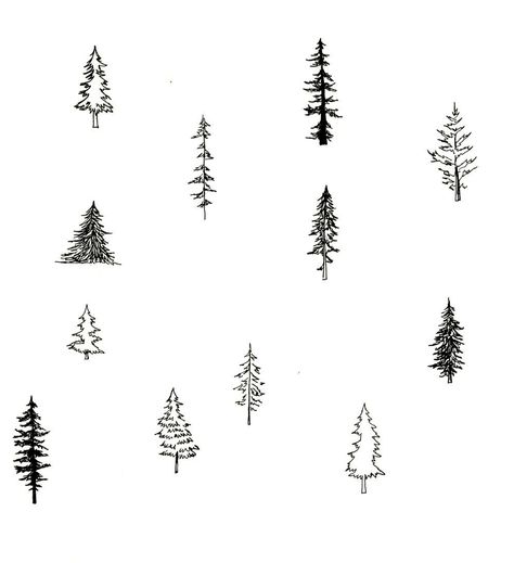 Pine Tattoo, Tree Drawing Simple, Pine Tree Drawing, Tree Tattoo Small, Pine Tree Tattoo, Arte Doodle, Tattoo Trend, Simple Tree, Tree Sketches