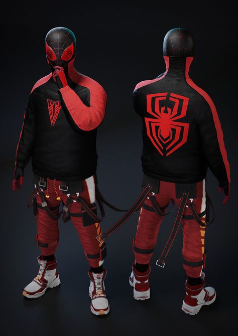 Miles Morales Suit, Spiderman Crossover, Spiderman Outfit, Batman Suit, Miles Spiderman, Spiderman Suits, Spiderman Cosplay, Miles Morales Spiderman, Spiderman Spider