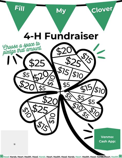 4-H Printable Fundraiser | Fill My Clover Canva Template 4-h Pledge, 4h Fundraiser Ideas, Clover Bud 4h Projects, 4-h Gifts, 4h Fundraising Ideas, 4h Parade Float, 4h Cloverbud Activities, Cloverbuds 4-h Activities, 4h Demonstration Ideas