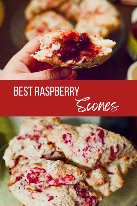 Best Raspberry Scones - A Quaint Life Raspberry Scones Recipe Easy, Rasberry Scones, Sour Cream Scones, Best Scone Recipe, Raspberry Scones, Peach Muffins, Brunch Cake, Scones Recipe Easy, Scones Easy