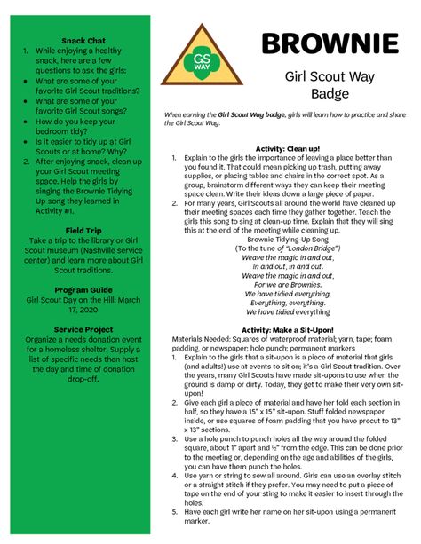 Badge Buddies - Daisy Promise Center and Brownie Girl Scout Way badge! - Girl Scouts of Middle TN Brownie Activities Ideas, Daisy And Brownie Badges That Go Together, Girl Scout Promise Activities, Girl Scout Way Badge Ideas Brownies, Daisy Girl Scouts Badges, My Best Self Brownie Badge, Brownie Girl Scouts Badges, Brownie Girl Scouts Activities, Girl Scout Brownies Activities