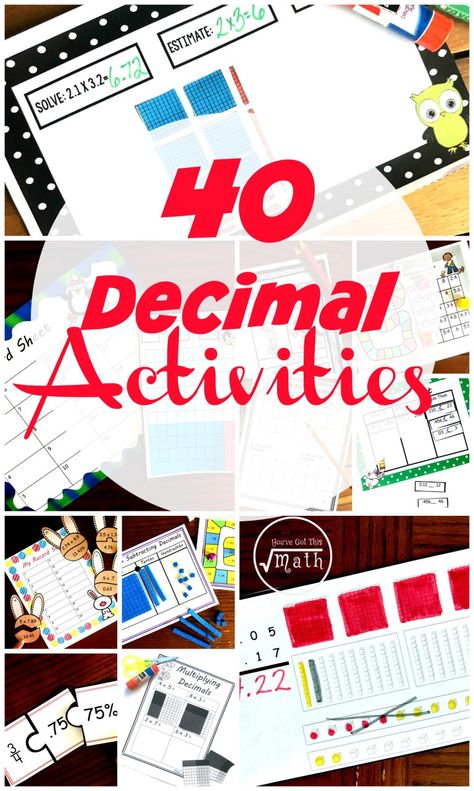 50 Decimal Activities to Strengthen Decimal Sense Multiplying Decimals Activities, Decimal Activities, Decimal Games, Teaching Decimals, Decimals Activity, Task Cards Free, Multiplying Decimals, Math Decimals, Maths Games