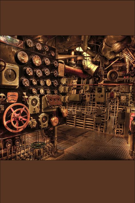 This is part of the engine room for a Dreadnought-era ship. Can you imagine operating a boat in that era? Full steam ahead! Ship Engine Room, Submarine Interior, Engine Room, Fishing Supplies, Boat Engine, Steam Boats, Diabolik, Steam Locomotive, The Body Shop