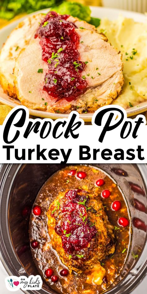 This slow cooker boneless turkey breast with cranberry sauce all in the crock pot together is so juicy. It's the perfect hands off recipe for a flavorful and easy Thanksgiving dinner, Christmas dinner or holiday feast every time! Crockpot Receipts, Crockpot Turkey Breast, Turkey Breast Crockpot, Easy Thanksgiving Dinner, Easy Turkey Recipes, Juicy Turkey, Slow Cooker Turkey Breast, Crockpot Turkey, Slow Cooker Turkey