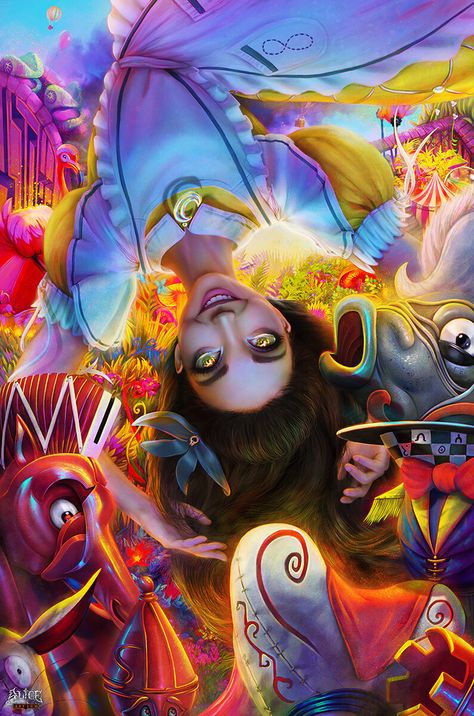 ArtStation - Unhappiness, Omri Koresh Alice Asylum, Alice In Wonderland Fanart, American Mcgee, Alice Rabbit, American Mcgee’s Alice, Dark Alice In Wonderland, Alice In Wonderland Artwork, Wonderland Artwork, Madness Returns