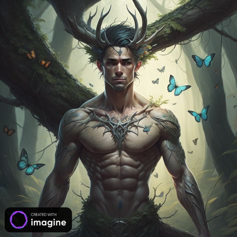 Male Dryad Art, Male Dryad, Fantasy Art Male, Dryad Art, Earth Warrior, Art Male, Anime Warrior, Fantasy Art, Fan Art