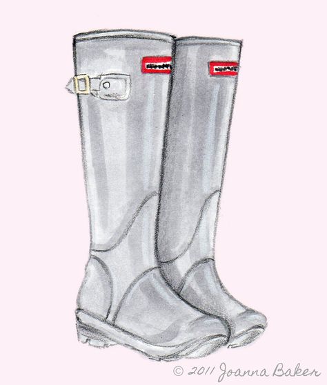 Joanna Baker - Fashion Art Design Creative Blog: Christmas in October... Christmas In October, Boots Drawing, Racing Boots, Hunter Wellies, Shoes Illustration, Wellies Boots, Equestrian Boots, Fancy Shoes, Wellington Boots