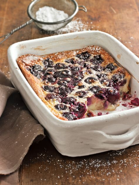 Sweet Dark Cherry Clafouti | Williams-Sonoma Taste William Sonoma Recipes, Clafoutis Recipes, Easy Custard, Cherry Clafoutis, Cherry Desserts, Cherry Recipes, Fruity Desserts, Köstliche Desserts, Sweet Cherries