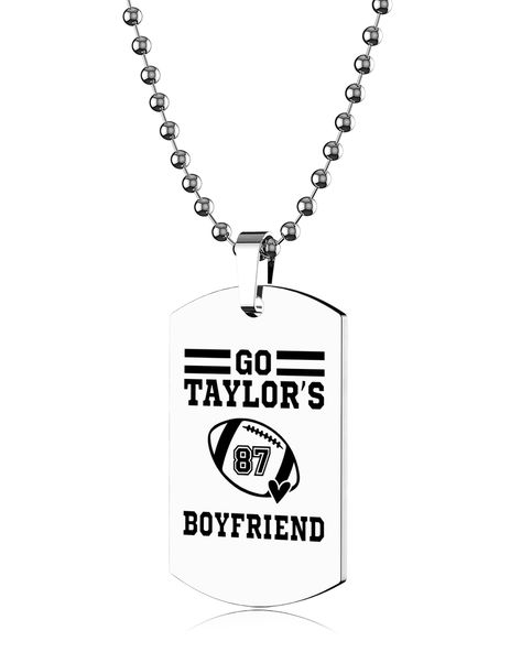 PRICES MAY VARY. 💋【Taylor Fans Gifts】:Go Taylor's Boyfriend Dog Tag Inspired Pendant Necklace, featuring Music Lover design and the iconic Reputation pendant. 🎸【MATERIAL】:Made of high-quality, durable, and hypoallergenic stainless steel, these necklaces will maintain their shine and resist tarnishing, ensuring long-lasting wear. 🎤【SIZE】:Pendant is 1.6 in (40mm )*1in (25mm). thickness : 0.09 in (2 mm) . chain Lenght : 24 inches ( 60 cm). 🎁【87 Dog Tag Necklace for music lovers】: A thoughtful p Bff Necklaces For 2, Pendant Necklace Outfit, Taylor Aesthetic, Matching Bff, Outfits Jewelry, Taylor Boyfriend, Boyfriend Necklace, Long Distance Friendship Gifts, Bff Necklaces