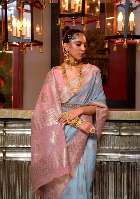 She in LINEN Linen is the most comfortable fabric in sarees that you would ever wear. Linen sarees in SHE IN are carefully crafted keeping in mind your not so grand festival looks.These sarees are ideal for your brunch parties, office gatherings, sangeet and mehendi function dance and also the casual spring summer walk Linen Weaving, Engagement Parties, Linen Saree, Embroidered Linen, Wedding Receptions, Pink Linen, Pink Saree, Blouse Length, Party Looks