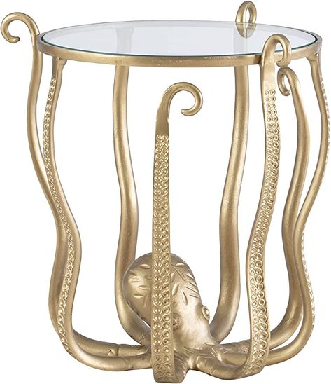 Amazon.com: Powell Gold Glass Top Olivia Octopus Accent Table : Everything Else Metal Octopus, Novelty Floor Lamp, Unique Side Table, Gold Side Table, Glass Top Side Table, Glass End Tables, American Signature Furniture, Value City Furniture, Living Room End Tables