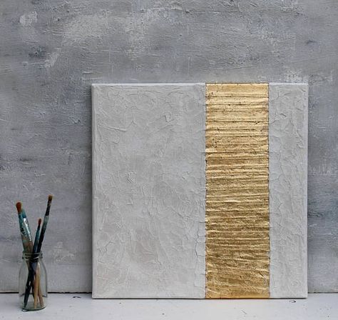 Gold Leaf Wall, Leaf Wall Decor, Structure Paint, White Abstract Painting, Golden Art, Wall Art Diy Paint, Gold Leaf Art, Abstract Pictures, Soyut Sanat Tabloları