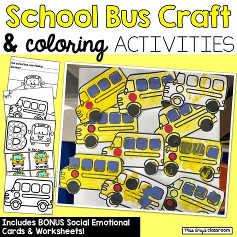 The school bus is here! 🚌 Teach shapes and colors as your little ones practice fine motor skills with these cute little busses! 🛞 #schoolbus #transportation #wheelsonthebus #preschoolcrafts #toddlercrafts https://www.teacherspayteachers.com/Product/School-Bus-Craft-Preschool-Transportation-Craft-SEL-Activities-Worksheets-12258471 Wheels Preschool, School Bus Craft, Preschool Transportation Crafts, Bus Craft, School Bus Crafts, Preschool Transportation, Bus Crafts, Sel Activities, Transportation Unit