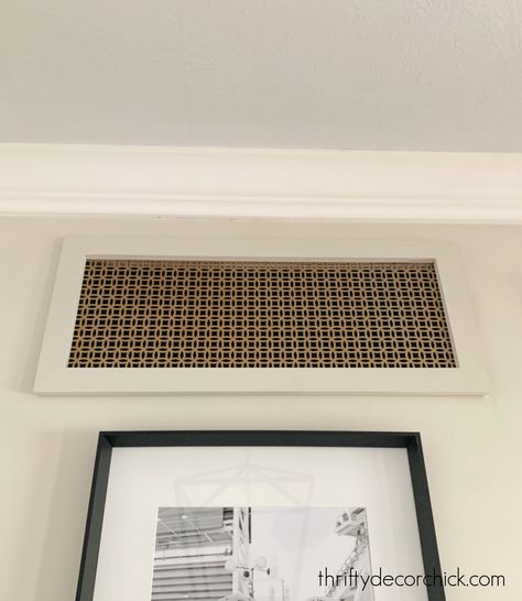 How to Make a Decorative DIY Air Vent Cover | Thrifty Decor Chick | Thrifty DIY, Decor and Organizing Diy Vent Cover, Vent Covers Diy, Marsh House, Air Return Vent Cover, Wall Vent Covers, Cold Air Return, Return Air Vent, Hiding Ugly, Ceiling Vents