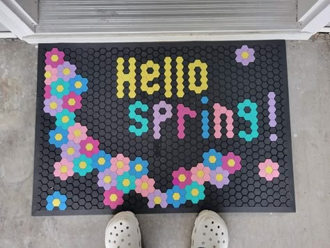 Letterfolk Tile Mat Ideas Spring, Letter Folk Tile Mat Ideas, Welcome Mat Ideas, Letterfolk Tile Mat Ideas, Door Mat Designs, Tile Mat Designs, Letterfolk Mat, Tile Mat Ideas, Letterfolk Tile Mat