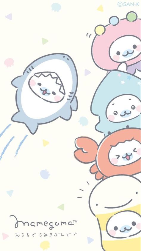 Seal Wallpaper Aesthetic, Mamegoma Wallpapers, Seal Animal, Sanrio Wallpaper, Cute Animal Drawings Kawaii, Kitty Wallpaper, Cute Patterns Wallpaper, Kawaii Wallpaper, Cute Animal Drawings