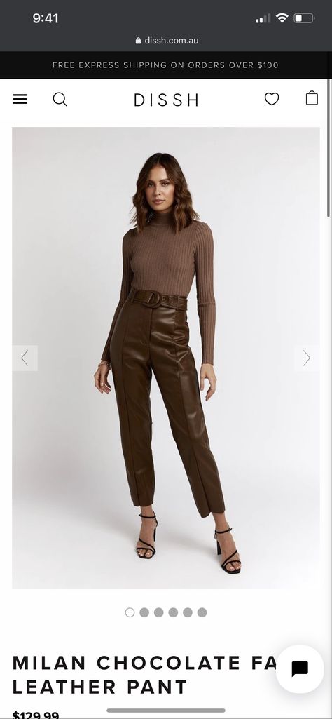 Jean Trousers Outfit, Brown Leather Pants, Trouser Outfit, Leather Pant, Faux Leather Pants, Fashion Week Street Style, Pants Outfit, Business Fashion, Waist Belt