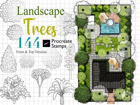 Sketching Your Vision: Landscape Design Services Crafted for You Procreate Landscape Brushes, Procreate Landscape Architecture, Procreate Drawing Landscape, Tree Procreate, Procreate Landscape, Interior Architecture Sketch, Tattoos Hand, Green House Design, Landscape Design Drawings