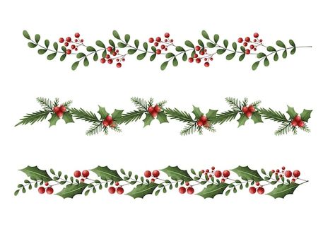 Vector watercolor illustration set of ch... | Premium Vector #Freepik #vector #christmas-mistletoe #christmas-watercolor #christmas-garland #mistletoe Mistletoe Painting, Christmas Girlande, Border Decoration, Christmas Mistletoe, Mistletoe Christmas, Christmas Border, Vector Christmas, Leaf Garland, Watercolor Christmas