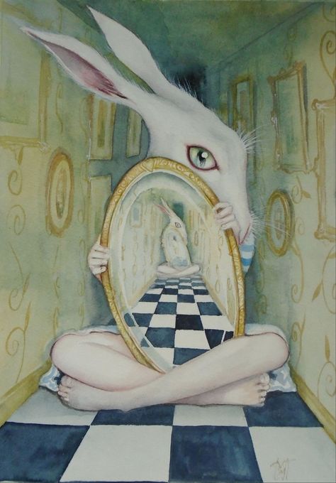 Alice Wonderland, Caught On Camera, White Rabbit, Really Funny, Alice In Wonderland, Mirror, Bar, Art