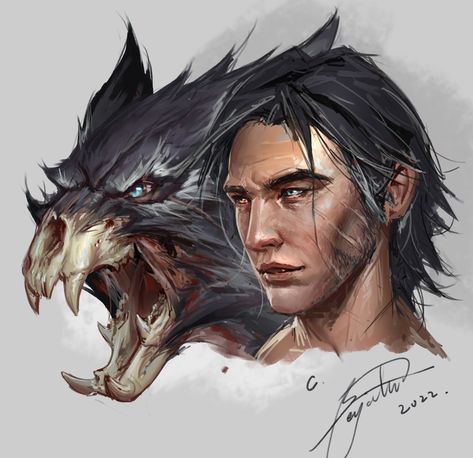 Shifter Dnd, Werewolf Design, Wolf Artwork, Dungeons And Dragons Art, Modern Magic, Super Hero Outfits, Monster Concept Art, Dnd Art, Art Characters