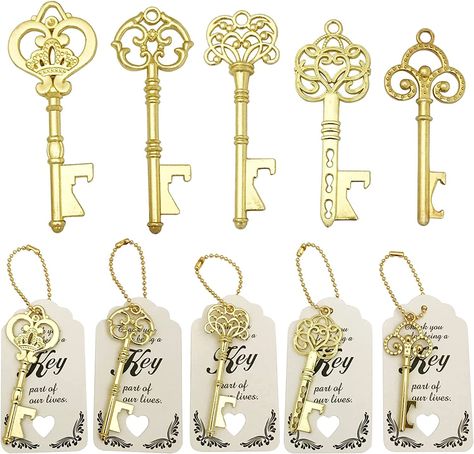 PRICES MAY VARY. 1:❤What You Get:50 PCS of Key Bottle Opener(5 styles,10pcs for each), More than 50 PCS thank you tag Cards; More than 50 PCS Key Chains. 2:❤Suitable for Many Styles of the party: This perfect combination of party favor is the great decoration for your wedding, bridal showers favors, baby showers favors, birthday, engagement, banquet, Christmas, housewarming, etc. 3:❤DIY Card Tag: Each key bottle opener comes with a thank you tag. You can express your thanks or best wishes by wri Key Bottle Opener Wedding Favor, Housewarming Party Favors, Memorable Wedding Favors, Country Wedding Favors, Rustic Bridal Shower Favors, Tag Cards, Wedding Favors Packaging, Wedding Bottle Opener Favors, Wedding Bottle Opener