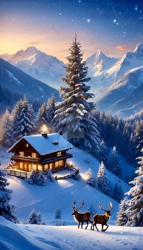 Winter Photography Nature, Christmas Screen Savers, Scandinavian Painting, Beautiful Winter Pictures, Beautiful Christmas Scenes, Winter Christmas Scenes, Beautiful Winter Scenes, Oil Painting Pictures, Snow Pictures