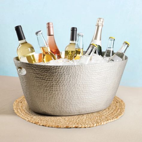 Laurie Gates 14.5-quart Oval Hammered Aluminum Beverage Tub | Costco Bucket Cooler, Beverage Tub, Volume And Capacity, Furniture Stores, Party Drinks, Host A Party, Home Decor Store, Favorite Drinks, Pool Party