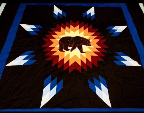 Star Blanket Native, Native American Star Quilts, Unique Quilt Patterns, Native American Quilt Patterns, American Quilts Patterns, Bear Stencil, Lone Star Quilt Pattern, Native Patterns, Native American Quilt