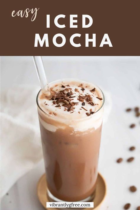 Make an easy Iced Mocha with cocoa powder, milk, espresso, and sugar! Just 5 minutes and 3 easy steps - with or without an espresso machine. via @vibrantlygfree Mocha With Cocoa Powder, Iced Mocha Recipe, Iced Mocha Coffee, Mocha Recipes, Mango Popsicles, Espresso Recipes, Mocha Recipe, Powder Milk, Iced Mocha