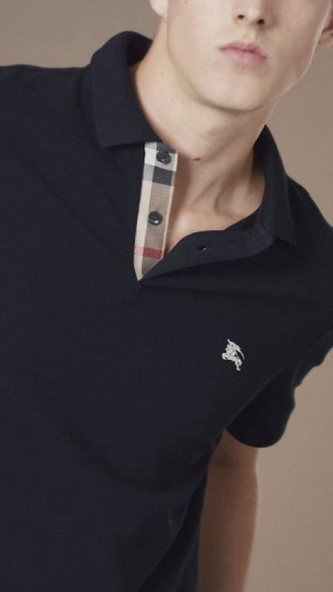 Iconic Casuals, Burberry polo shirt Burberry Polo Shirt, Polo Shirt Outfits, Sports Polo Shirts, Polo Shirt Design, Fashion And Beauty Tips, Racing Shirts, Polo Style, Cotton Polo Shirt, Versace Men