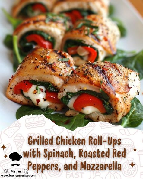 Flavorful Grilled Chicken, Cheesy Broccoli Rice Casserole, Luscious Recipes, Cream Cheese Spinach, Chicken Roll Ups, Chicken Receipes, Chicken Roll, Chicken And Butternut Squash, Mozzarella Recipes