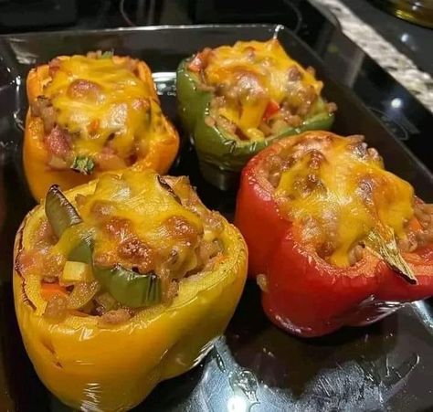 Stanley Tucci Recipes 🍝🍛🌭🍕 | 🌶️ Stuffed Bell Peppers 🌶️ | Facebook Best Stuffed Pepper Recipe, Chef John Recipes, Homemade Ravioli, Chef John, Mild Italian Sausage, Hot Italian Sausage, Peppers Recipes, Beef Dishes, Bell Peppers