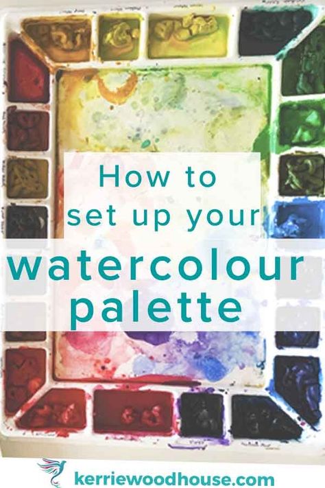 Setting Up A Watercolor Palette, Diy Watercolor Palette, Watercolor Palette Boxes, Watercolour For Beginners, Watercolour Palette, Watercolor Supplies, Learn Watercolor Painting, Watercolor Mixing, Learn Watercolor