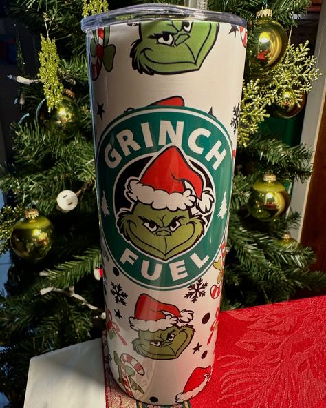 Grab your Grinch Fuel 20 oz tumbler 💚 For Inquiries ➡️ @customsryours #CustomsRyours #grinchmas #grinch #20oztumbler $20 each or 2 for $30💚Each tumbler comes with straw and straw topper💚For hot or cold drinks💚 20 Oz Tumbler, Grinch, Cold Drinks, Fuel, Straw, Stuff To Buy, Tumbler, Drinks