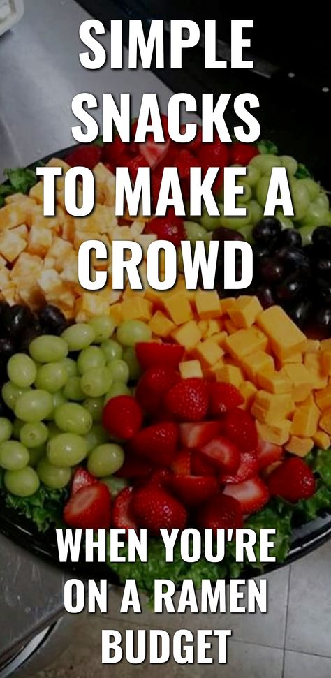 SIMPLE SNACKS TO MAKE A CROWD / WHEN YOU'RE ON A RAMEN BUDGET Easy Meals For Crowds Simple, Easy Snack Food For A Crowd, Food For Groups Easy, Cheap Crowd Food, Easy Snacks For A Crowd Simple, Snack Ideas For Get Togethers, Snacks For Meetings Simple, Simple Food Ideas For Party, Fun Easy Party Food