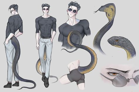 My Oc Snake Hybrid, Hybrid Art, Arte Alien, Cobra Snake, Creature Drawings, Fantasy Creatures Art, Mythical Creatures Art, Creature Concept Art, Character Design Male