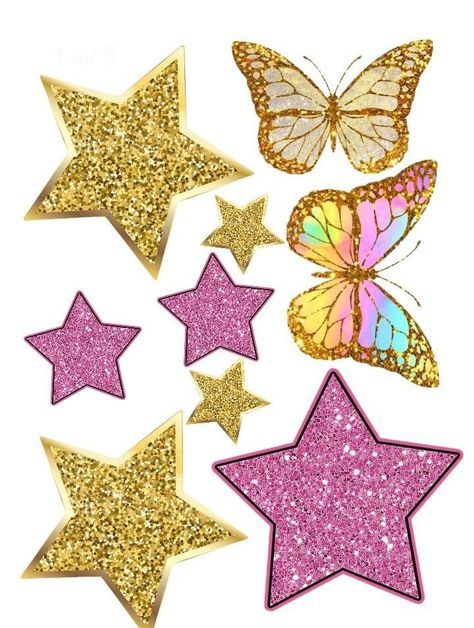 Barbie Cake Topper Printable, Barbie Topper, Barbie Cake Topper, Topper Barbie, Disney Princess Cake Topper, Barbie Doll Birthday Cake, Pink Cake Toppers, Glitter Butterflies, Doll Birthday Cake