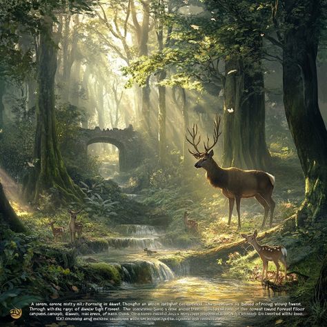 These photos were made by Aı. Adventure Forest, Wildlife Landscape, Forest And Wildlife, Fantasy Life, Dreamy Landscapes, Magic Forest, Misty Forest, Drawing Expressions, A Deer