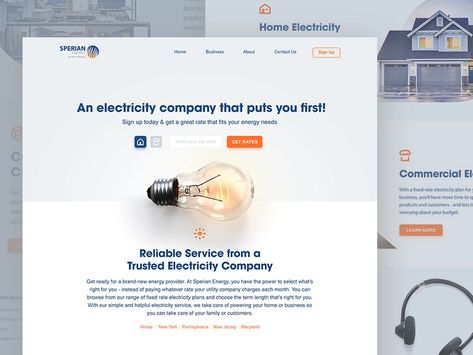 Landing page concept for electricity company by Roman on Dribbble Electric Company, Branding Website Design, Company Website, Peterborough, Saint Charles, Website Branding, Show And Tell, Home Business, Landing Page