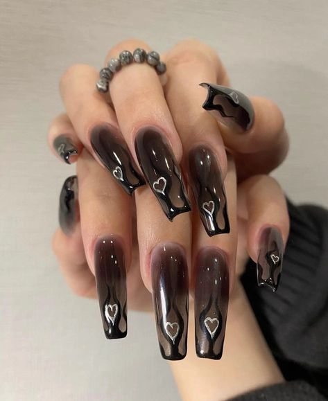 Gothic Nail Designs, Acrylic Nails Almond, Nails Gothic, Nails Jelly, Almond Acrylic Nails Designs, Almond Press On Nails, Nail Designs Ideas, Custom Nails, Halloween Acrylic Nails