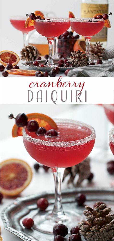 Cranberry Daiquiri - a classic cocktail takes on a holiday twist! Christmas Daiquiri, Pure Cranberry Juice, Cinnamon Simple Syrup, Simple Syrup Recipes, 2000 Calories, 2000 Calorie Diet, Cranberry Orange, Syrup Recipe, Orange Slices