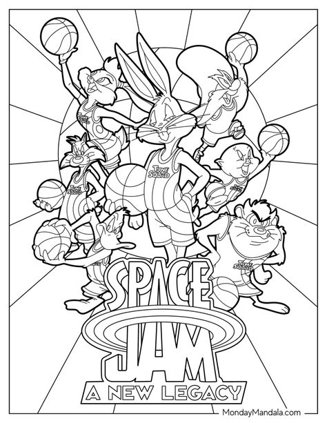 22 Space Jam Coloring Pages (Free PDF Printables) Space Jam Coloring Pages, Space Jam Drawings, Space Jam Tattoo, Space Jam Art, Michael Jordan And Lebron James, Comprehension Exercises, Mickey Mouse Images, Adult Coloring Books Printables, Bunny Coloring Pages