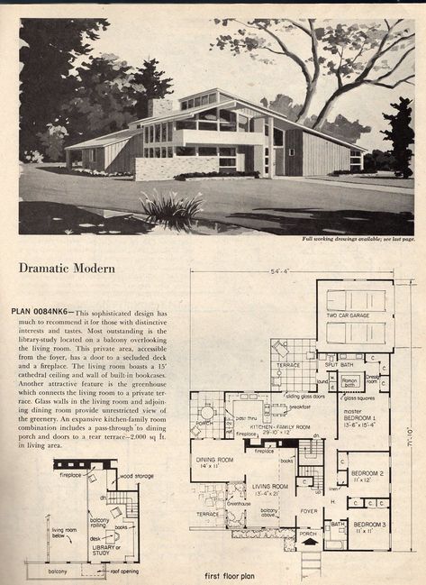 Mid Century Modern Floor Plans, Mid Century House Plans, Vintage Floor Plans, Mid Century Modern House Plans, Modern Floor Plans, Mcm House, Vintage House Plans, Vintage Architecture, Mid Century Architecture